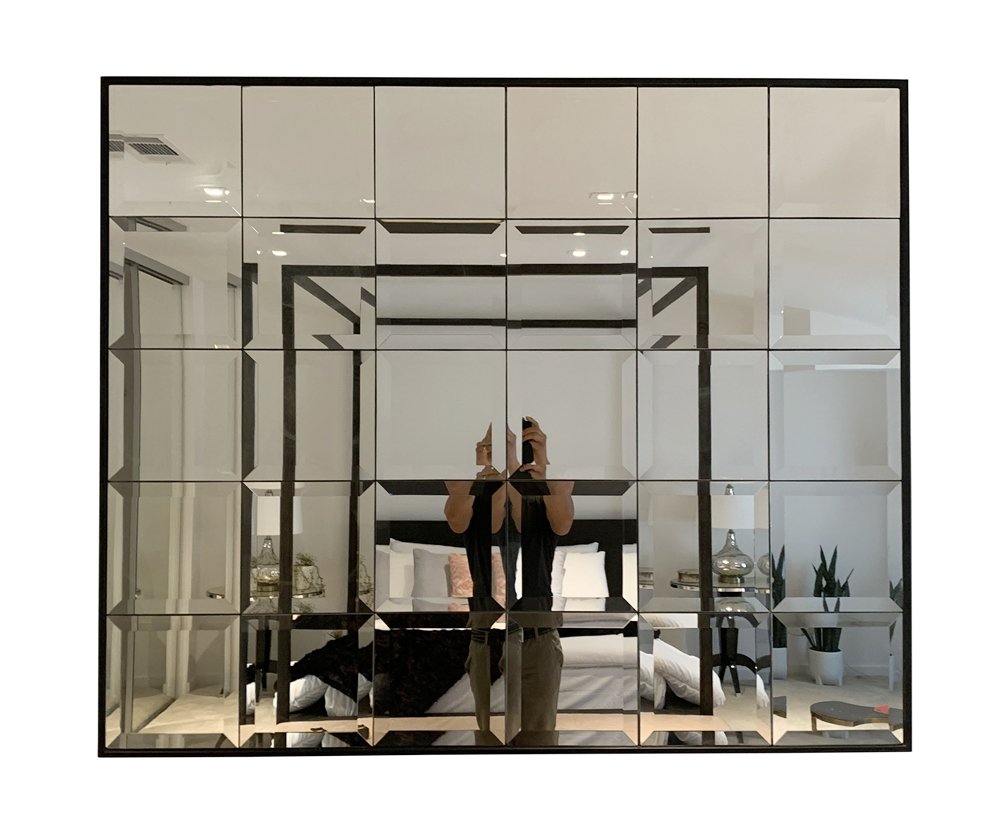 Large multipanel wall mirror wit beveled edges  54x44 (1 of 11)