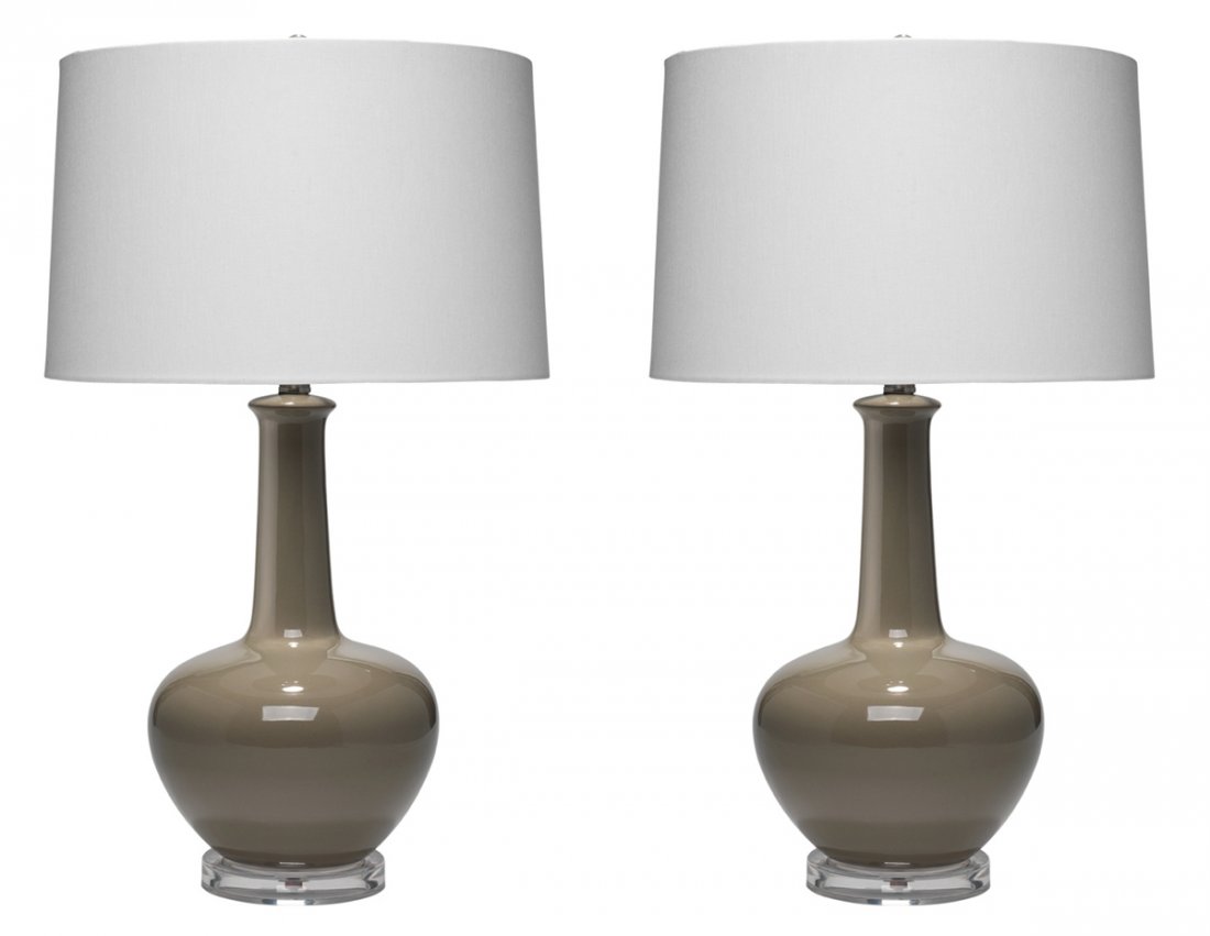 Pair of Modern Glass Lamps with Lucite bases (1 of 4)