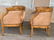 Pair of Barrel Back Chairs Upholstered in Brown Leather - 7
