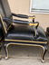 Pair of black leather armchairs and ottomans, ca 1960 - 10