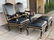 Pair of black leather armchairs and ottomans, ca 1960 - 18