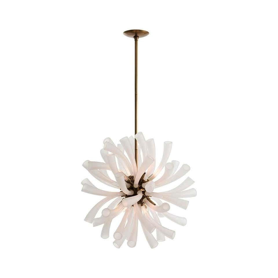 Modern Brass & Glass Chandelier (1 of 9)