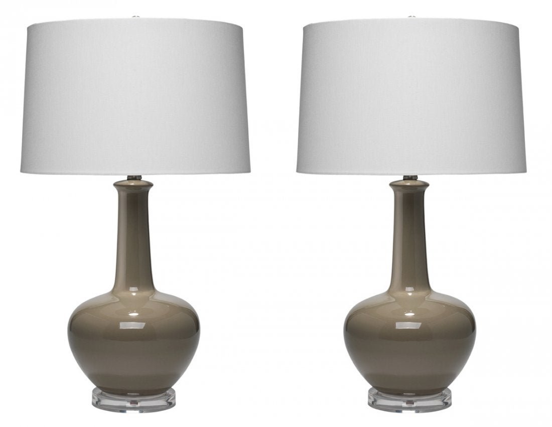 Pair of Modern Glass Lamps with Lucite bases (1 of 4)