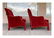 English Style Armchairs with Tufted Backs, Red Velvet - 4