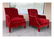English Style Armchairs with Tufted Backs, Red Velvet - 5