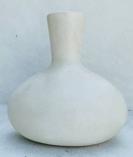 Ceramic Vase by Malcolm LeLand: Vintage ceramic vase designed and manufactured by Malcom LeLand, the piece has no cracks or chipsit does show some crackling to the finish and some dark spots specially towards the top.Unsigned.11 inc