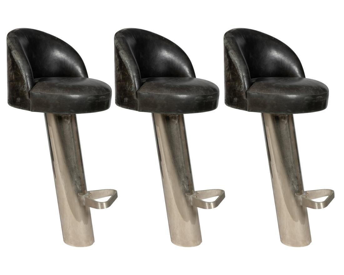 Set of 3 Barstools by Karl Springer, ca 1970 (1 of 5)