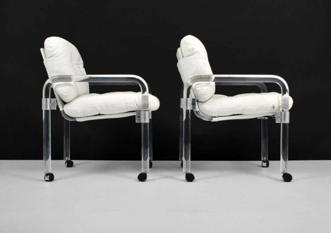 Pair of PIPE LINE Armchairs by Jeff Messerschmidt: Pair of Pipe Line Series II Chairs- in molded Lucite with custom aluminum fittings by Jeff Messerschmidt.Each chair is signed, dated and numbered.Measurements:Width22.50Depth25.50Height32Seat Height 2