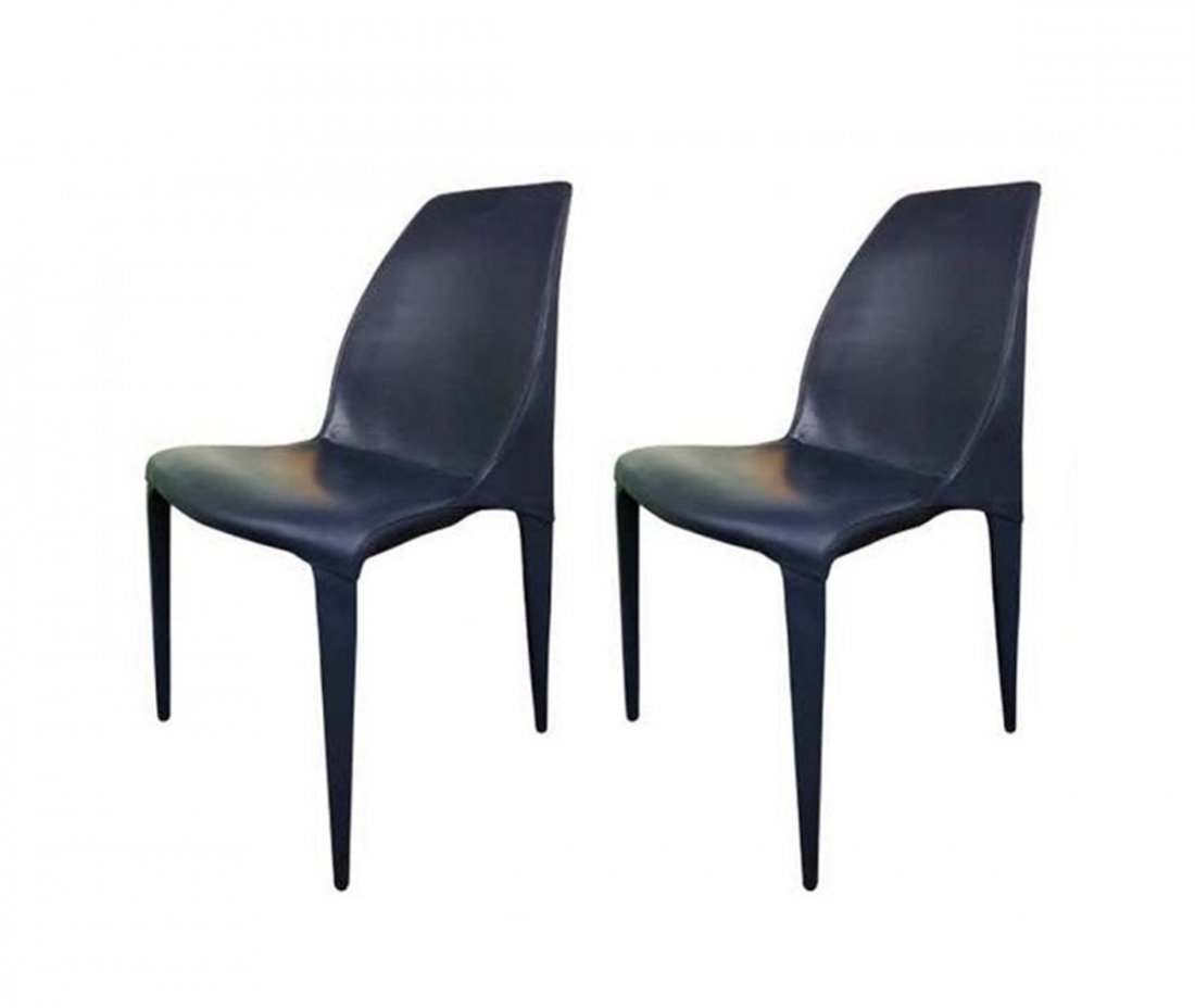 Pair of Navy Blue Leather chairs by Cattelan Italia (1 of 10)