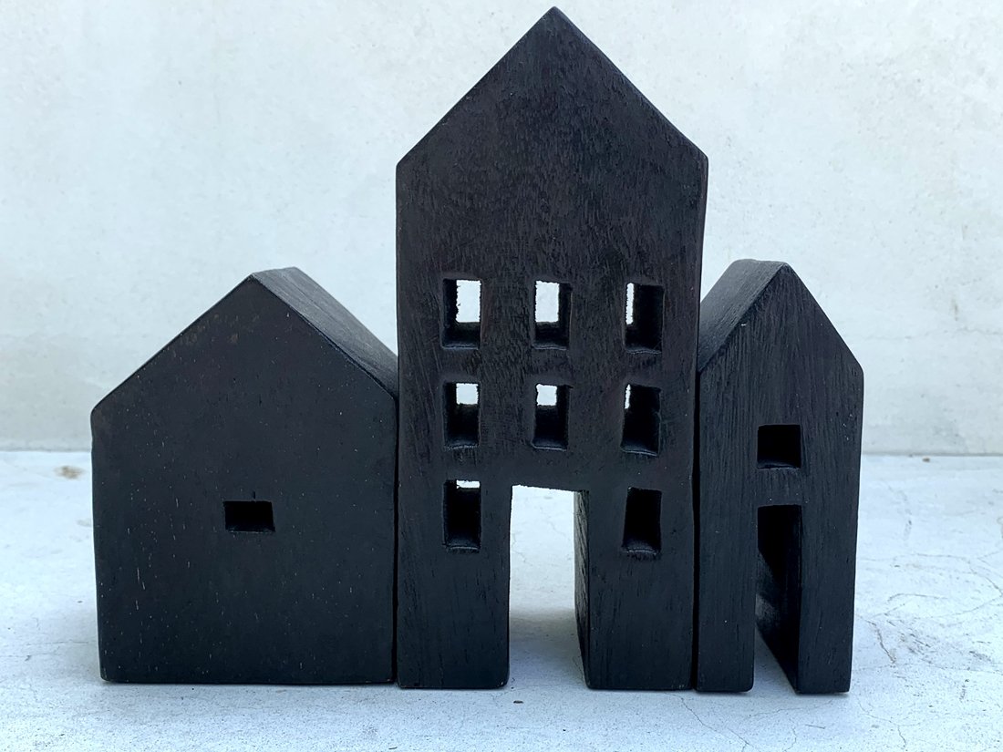 Thick Wood Block House Sculpture (1 of 8)