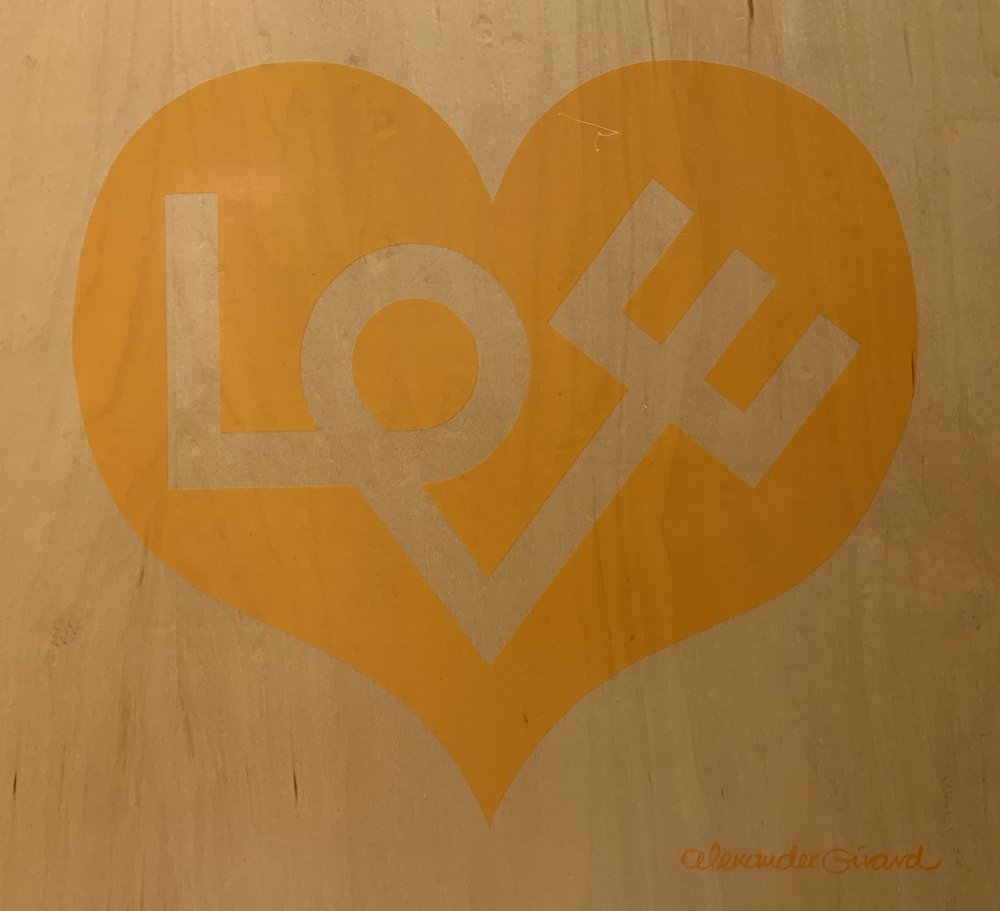 Pure Bond Alexander Girard LOVE Plyprint: In a novel marriage of sustainable materials and art, Columbia Forest Products is introducing PLYprints -a collection of six classic Alexander Girard prints on the companyÃƒÂ‚Ã‚Â’s formalde