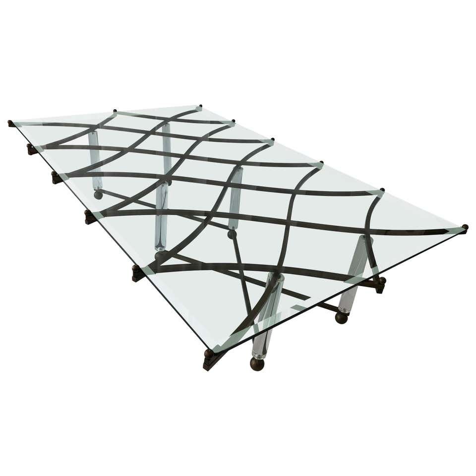 Custom Charles Hollis Jones "Treillage" Coffee Table: This amazing brass and Lucite coffee table by Hollis Jones is quite possibly his most exquisite design. Known for his innovation with the use of Lucite and metal, Hollis Jones is a master at combining