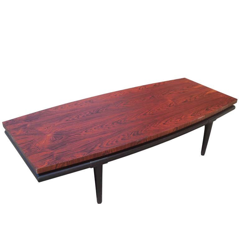 Rosewood Coffee Table by Maurice Bailey for Monteverdi: Stunning rosewood coffee table designed by Maurice Bailey for Monteverdi-Young of Beverly Hills, California back in the 1960s.The frame of the table is made of solid mahogany wood finish in black lacq