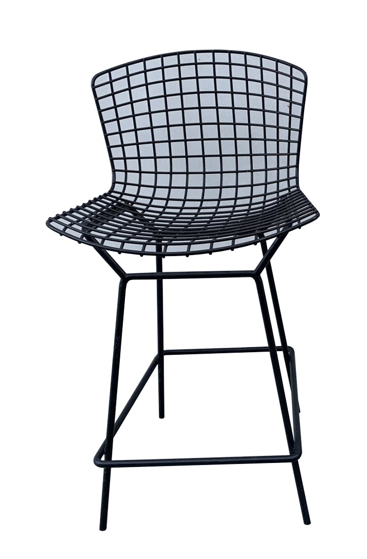 Harry Bertoia Counter Stool for Knoll International: Black Harry Bertoia counter stool manufactured by knoll international.The piece is in vintage condition, shows well and free of rust.Measures: 21.75" W x 22" D x 39.5" H, 27.5" seat heightAll items ar