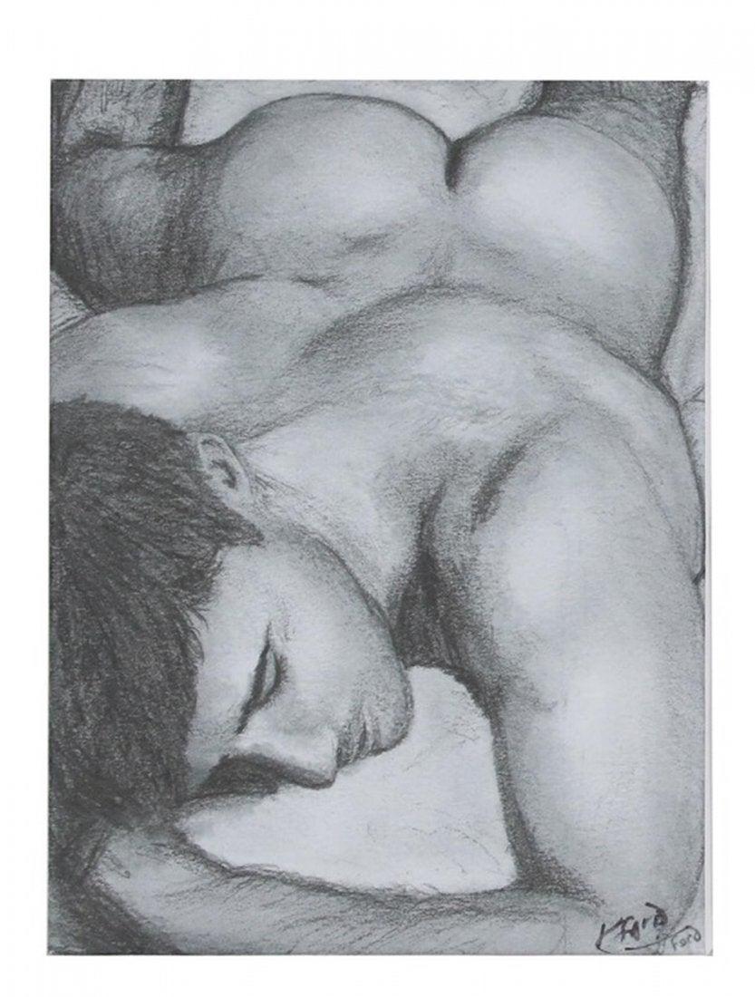 Kevin Ford Figurative Male Nude Drawing -Artist Proof-: Kevin Ford (American, 20th/21st century)Untitled, late 20th centuryFigural nude giclÃƒÂ©e charcoal drawings on canvasSigned to the lower right; signed in plate and marked Ã‚Â“APÃ‚Â” (a