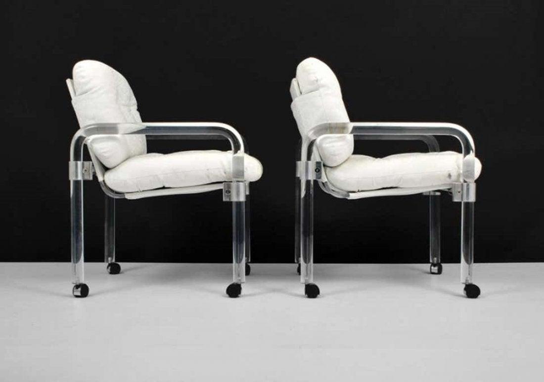 Pair of PIPE LINE Armchairs by Jeff Messerschmidt: Pair of Pipe Line Series II Chairs- in molded Lucite with custom aluminum fittings by Jeff Messerschmidt.Each chair is signed, dated and numbered.Measurements:Width22.50Depth25.50Height32Seat Height 2