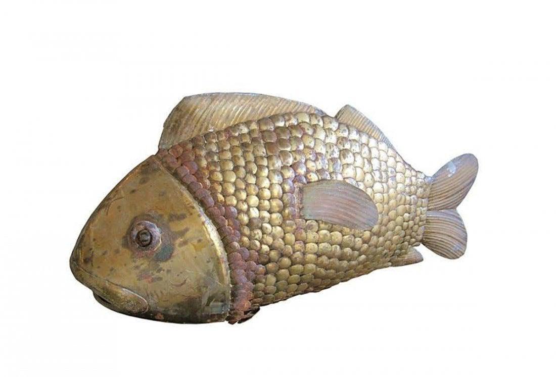 Brass Fish Sculpture by Sergio Bustamante #96/100: Beautiful brass fish sculpture by the Mexican sculptor Sergio Bustamante. The piece is very large in size and the sculptor captured with great detail every characteristic of the fish. The piece is sig