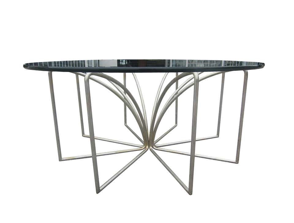 Coffee Table base attb to Kipp Stewart: Amazing coffee table base. The delicate lines of this table base allows for its placement in any decor. Simple in its execution, complex in its design. Glass not available. Overall Dimensions: 16 inch