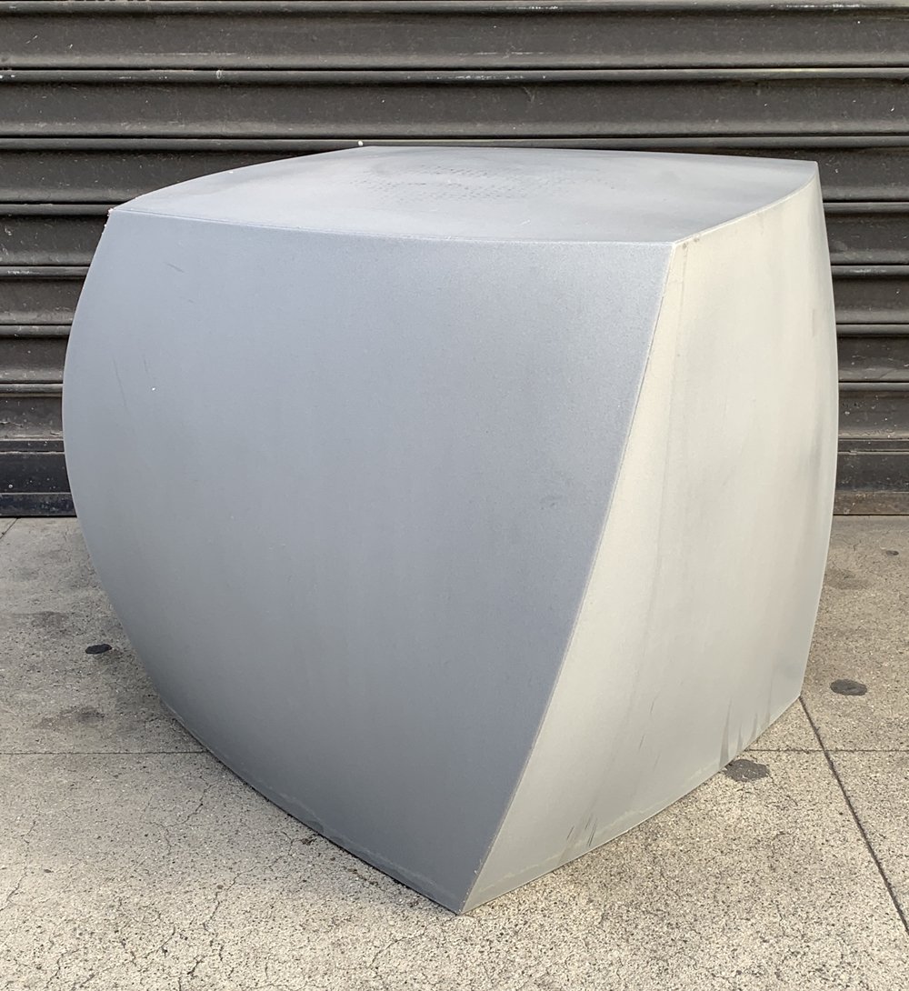 LEFT TWIST Stool/Side Table by Frank Gehry: We have 4 pieces alltogether, 1 black, one gray and 2 that white or off white. As he tells the story, Alan Heller presented an idea to architect Frank Gehry, who is known for his twisting, unconventio