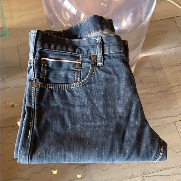 Selvage Denim Jeans Made in Japan by Edwin 31x32: Beautiful selvage Denim Jeans designed and manufactured by Edwin Jeans in Japan, 100% Japanese cotton, size 31 (16 1/2” across waist) x 32” inseam x 9” rise x 7.5” leg opening x 41.5” length