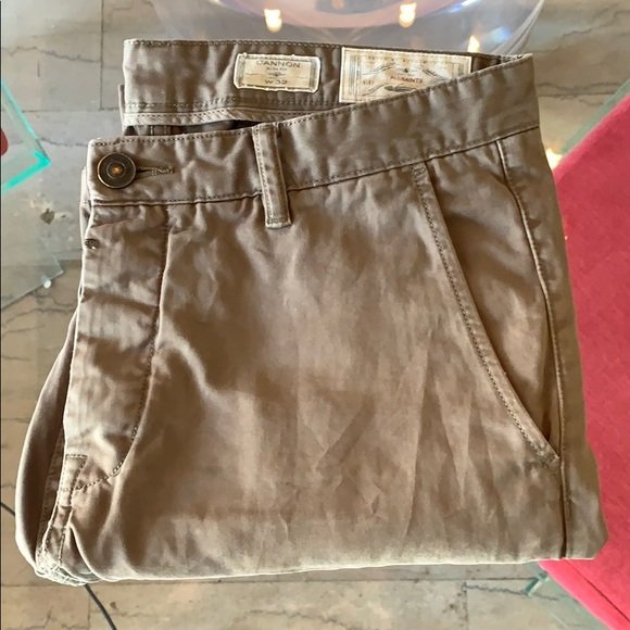 All Saints CANNON slim Fit pants 32x30 inseam: Nice pair of jeans/pants designed and manufactured by by All Saints and part of the CANNON collection, 100%, slim fit, excellent condition, button fly closure, a small mending on the inside of the poc