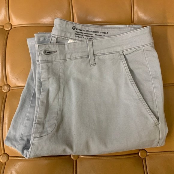 AG Adriano Goldschmied Str8 Leg Khaki Pants 36X32: Beautiful pair of Khaki pants designed and manufactured by AG Adriano Goldschmied, the pants are from the Khaki collection and made in the USA, the pants are made out of 98% Supima Cotton and 2% PU. T
