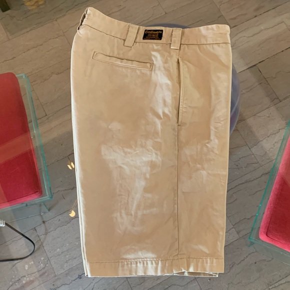 Men’s Chino Shorts by Civilianaire, USA Made 34x10: Nice pair of men’s shorts designed and manufactured in Los Angeles California by Civilianaire, 100% cotton/Japanese denims, size 34 (17.5” across waist) x -0” inseam x 21” full length x 10.5��