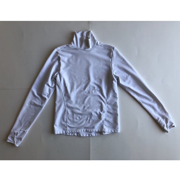 Nike Dri-Fit Long Sleeve & Thumb Holes Sweatshirt: The shirt is in excellent condition size small (4-6) white with mock neck. The sweatshirt shows no signs of wear but there are 2 pen marks on the front. All items are sold as is. The auction house doe