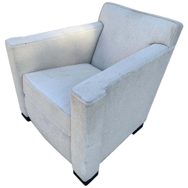 Vintage Armchair Made in the USA by HBF: Beautiful armchair designed and manufactured in the USA by HBF, the chair has beautiful architectural lines, very comfortable and very well made. The upholstery needs a good deep cleaning or new uphol