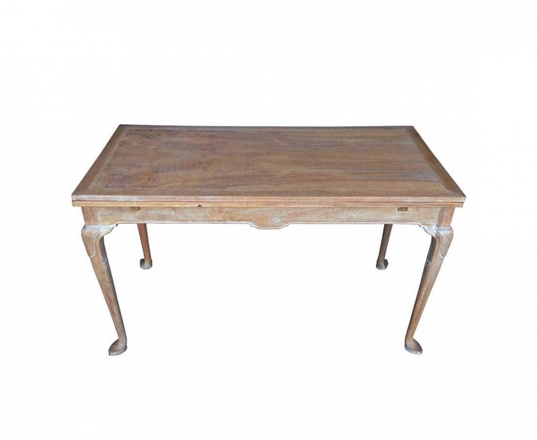 Expandable Table or Desk in the Style of Grosfeld House: Stunning table or desk in the style of Grosfeld House made of solid limed oak. The piece can be used as a desk or table, the piece comes with two retractable leaves which are great when needing more s