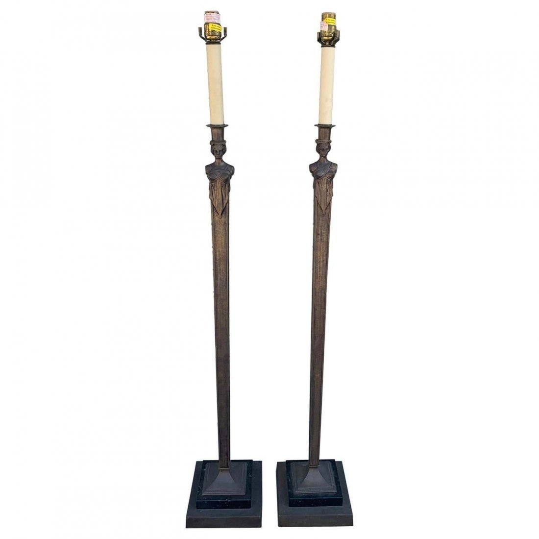 Pair of Bronze and Marble floor lamps by Chapman (1 of 15)