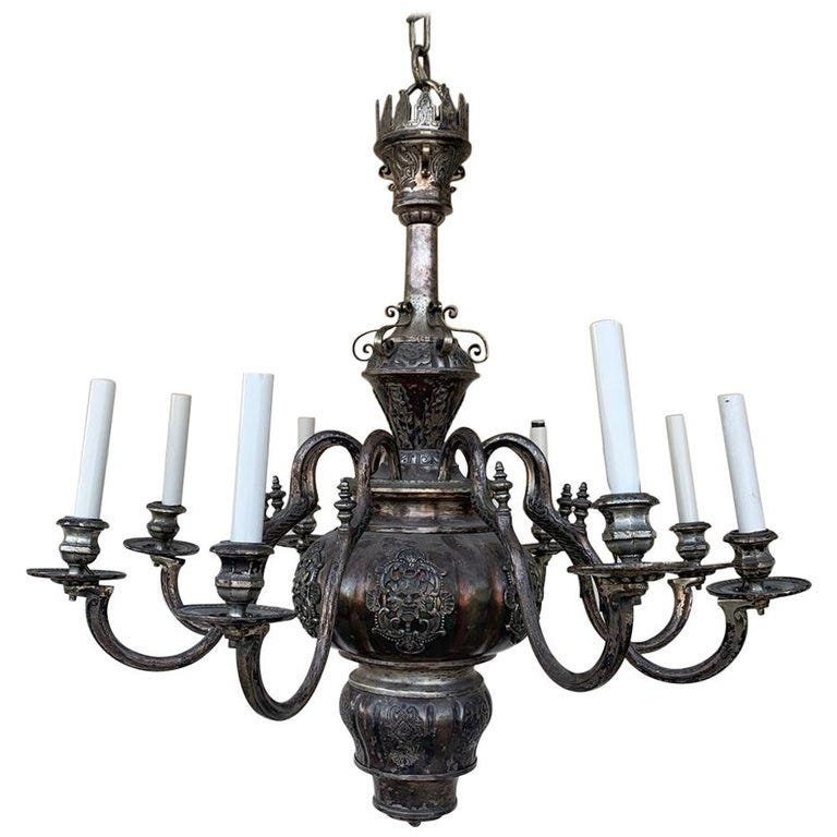Antique Silver Plated 8 Arm Chandelier (1 of 19)