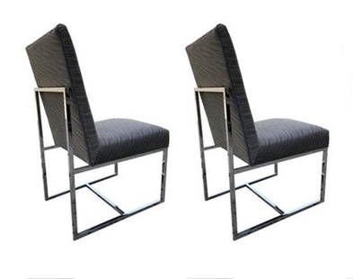 Pair of Milo Baughman Chairs 4 Thayer Coggin: Gorgeous pair of Milo Baughman dining chairs, these chairs are just breathtaking, the sculptural lines paired with beauty and elegance.All of the chairs retain the original fabric which is in good