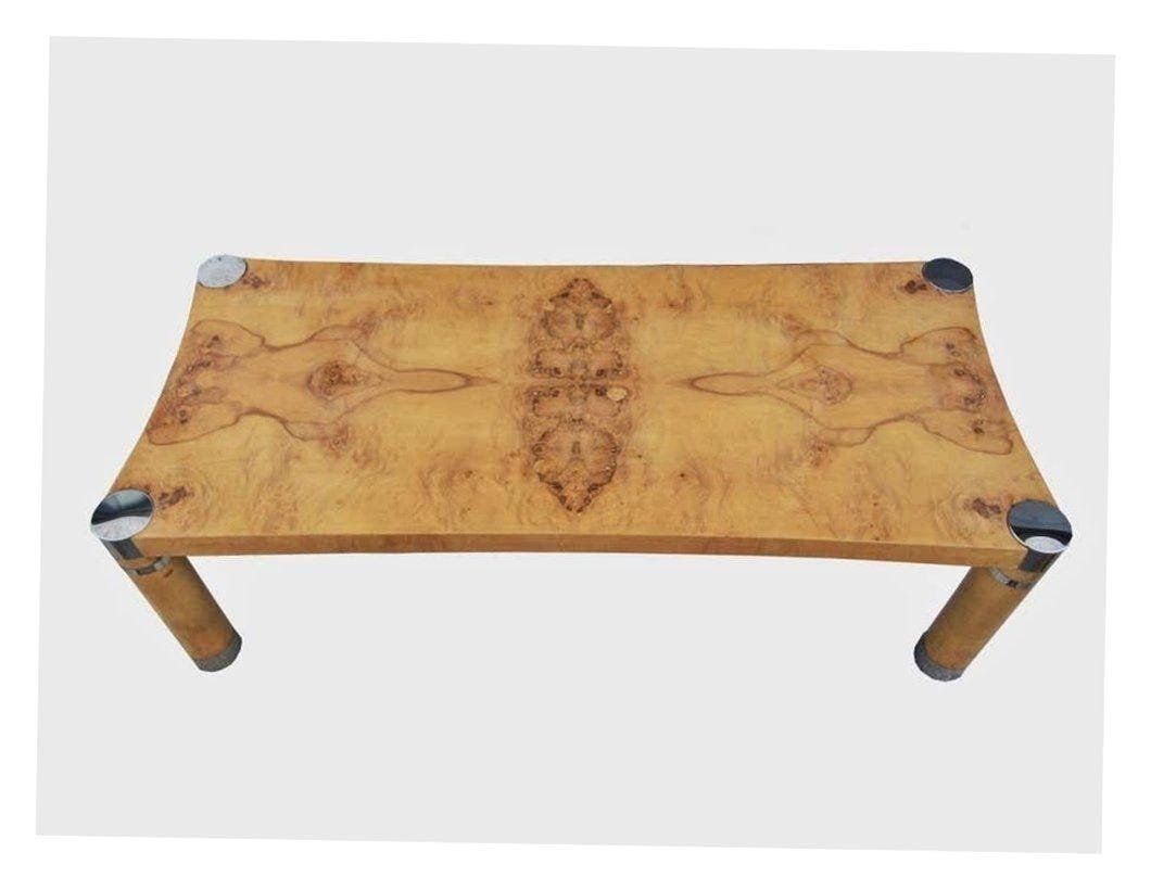 Karl Springer Burlwood & Stainless Steel Coffee Table (1 of 20)