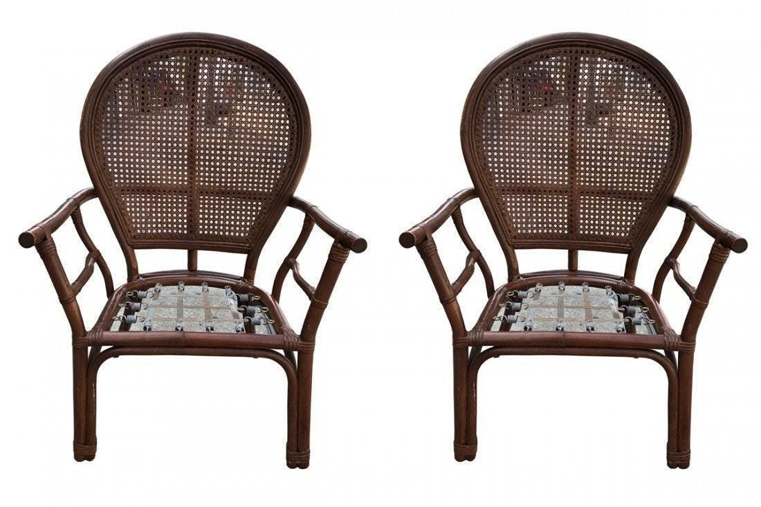 Pair of Ballon-Back Armchairs by Ficks Reed (1 of 7)