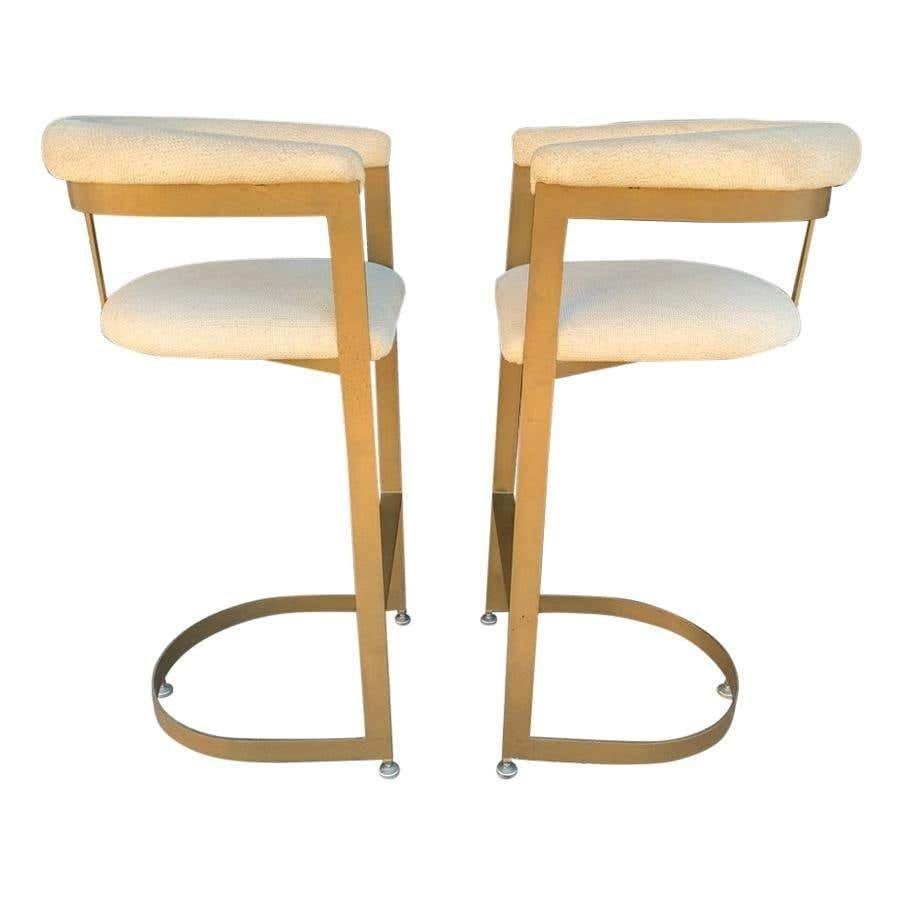 Pair of Cantilever Barstools with Metal Frames (1 of 10)
