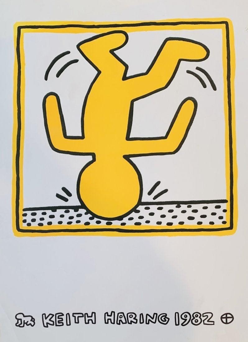 Keith Haring -One Man Show 1982 - Offset Litograph: Keith Haring One Man Show which run from October through November of 1982 at the Tony Shafrazi Gallery in New YorK City.This is an offset litograph printed by Nouvelles Images in France in 1991 and it