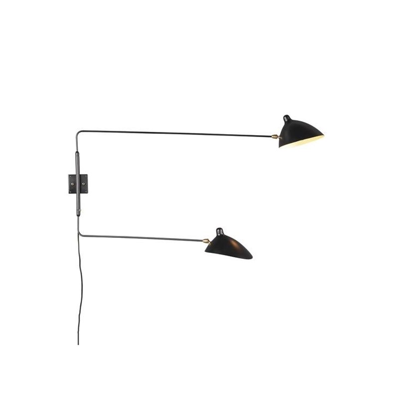Modern 2 Arm Wall/Ceiling Light in Black Metal (1 of 1)