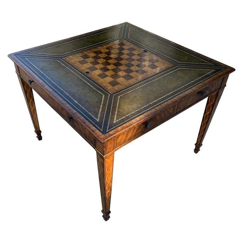 Game Table In Leather & Wood by Maitland Smith (1 of 18)