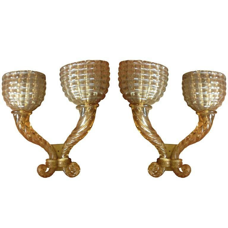 Pair of 1940s Murano Glass Sconces by Archimede Seguso (1 of 1)