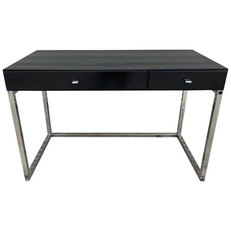 Modern desk with Black top and chrome base (1 of 10)