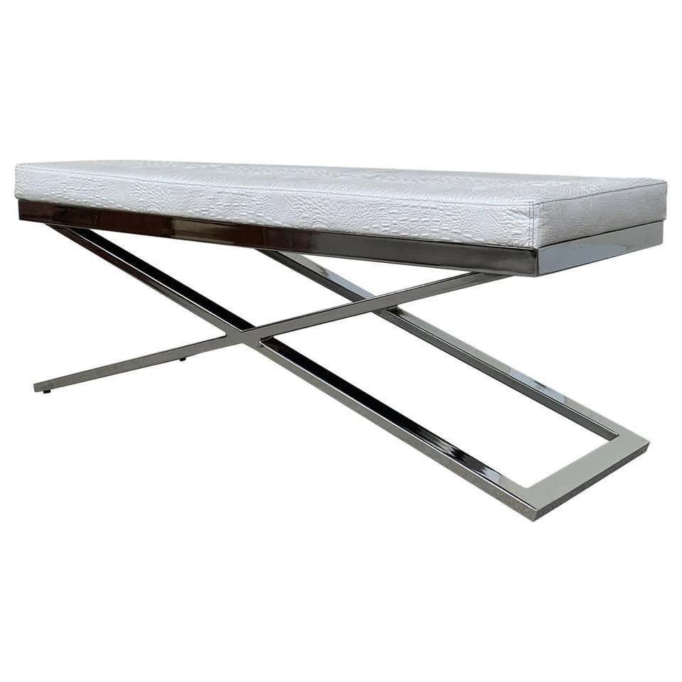 Large X Frame Bench with Faux Crocodile Upholstery (1 of 10)
