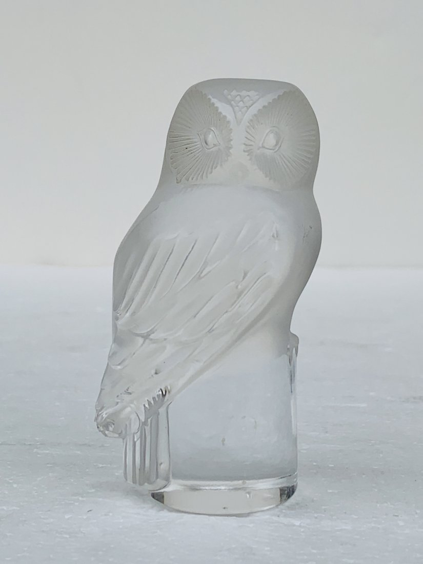 Lalique Crystal Frosted Owl Chouette Paperweight (1 of 12)