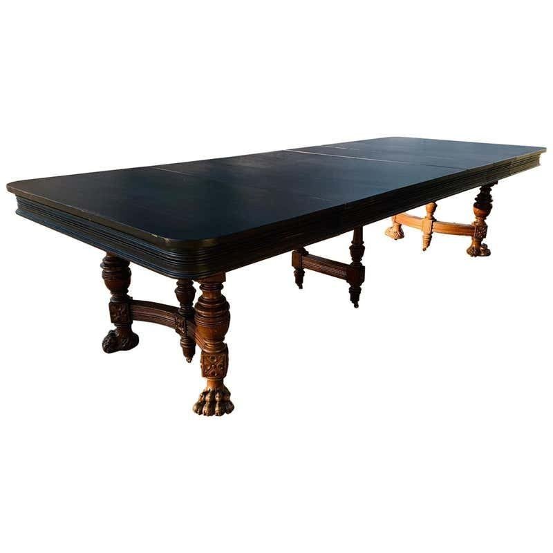 Antique Wooden Table With Carved Lion Paws & 4 Leaves (1 of 20)
