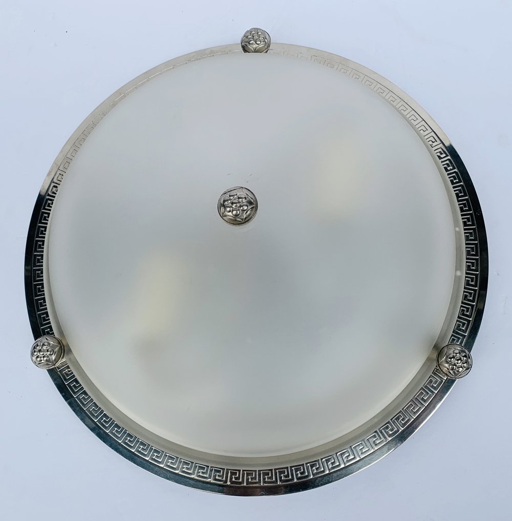 Nickel & Glass Light w/ Grek Key Detail by Vaughan (1 of 12)