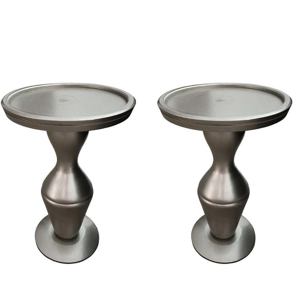 Pair of Modern Silvered Geometric Side Tables (1 of 8)