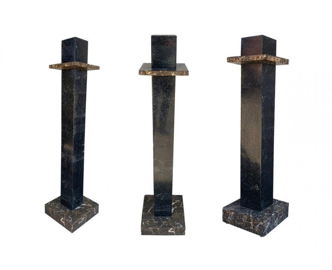 3 Tessellated Stone Pedestals,  Karl Springer Style (1 of 11)