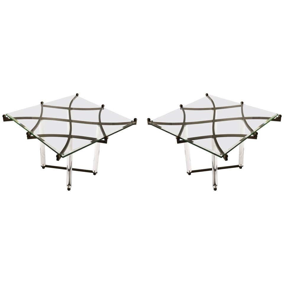 Lucite & Brass Treillage Tables by Charles Hollis Jones (1 of 10)