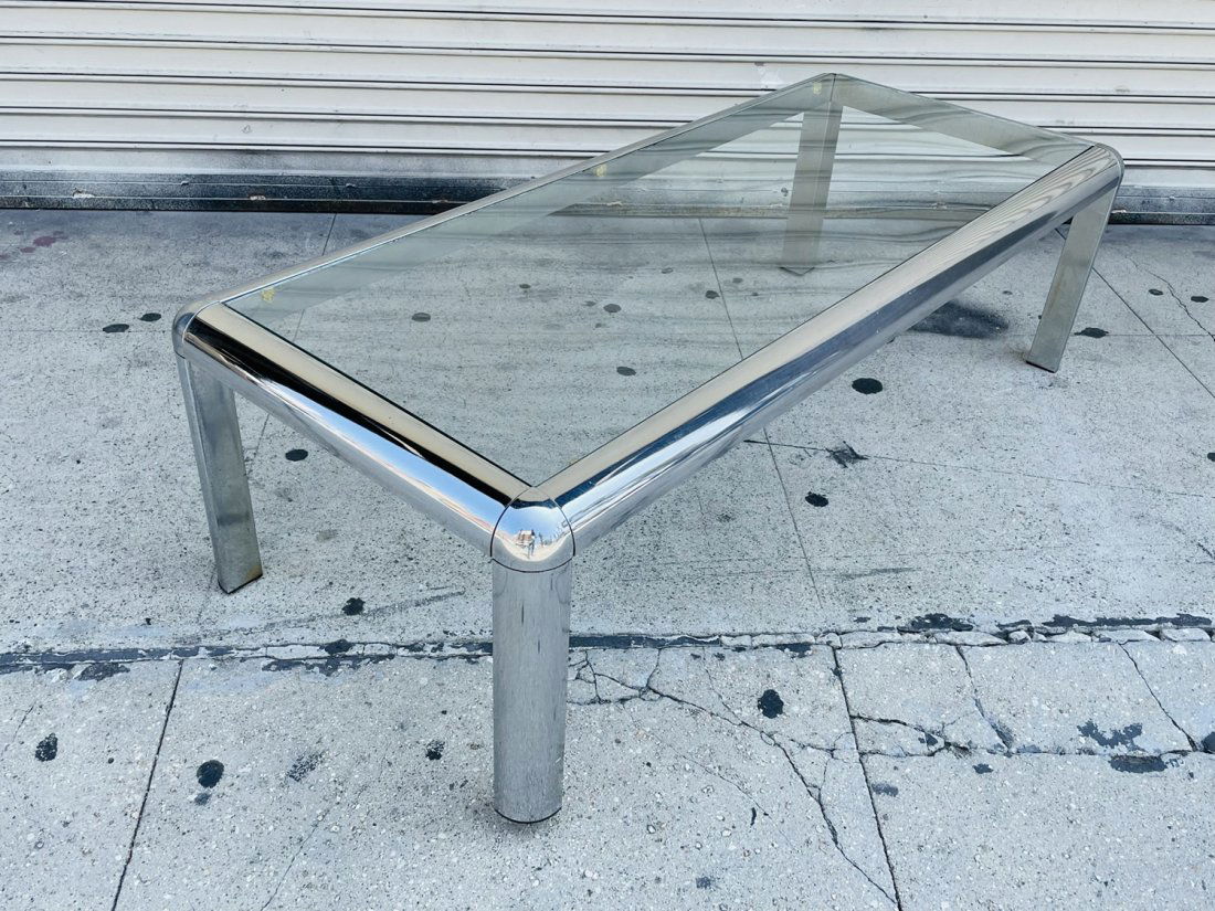 Chrome & Glass Coffee Table, John Mascheroni Style (1 of 12)