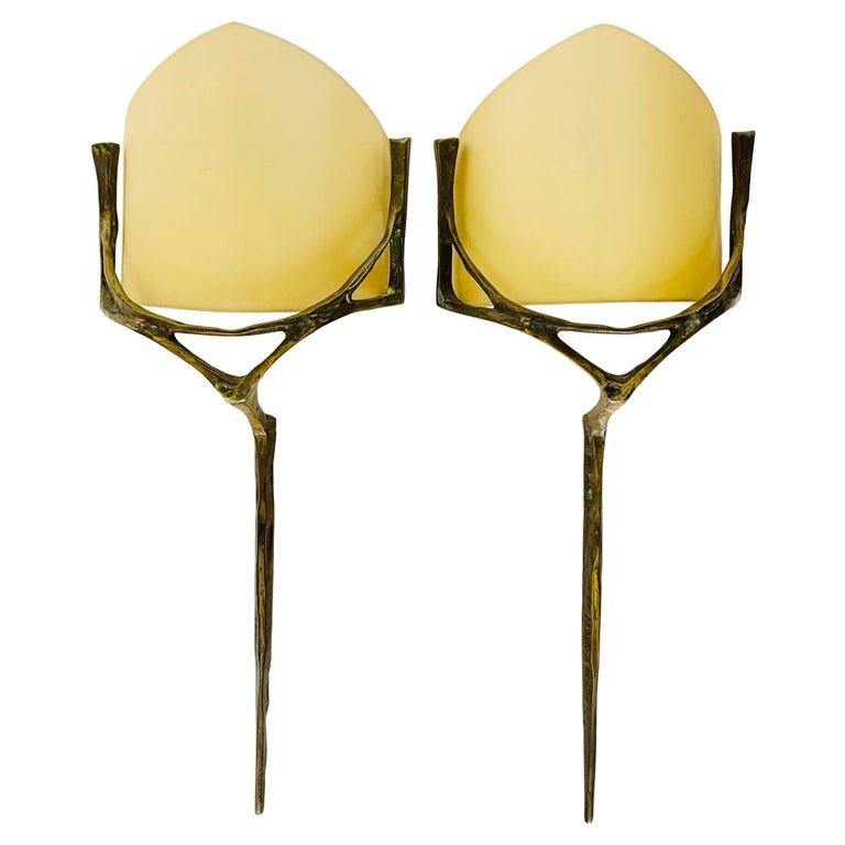 Pair of Wall sconces in Bronze & Brass w/ Linen Shades (1 of 19)